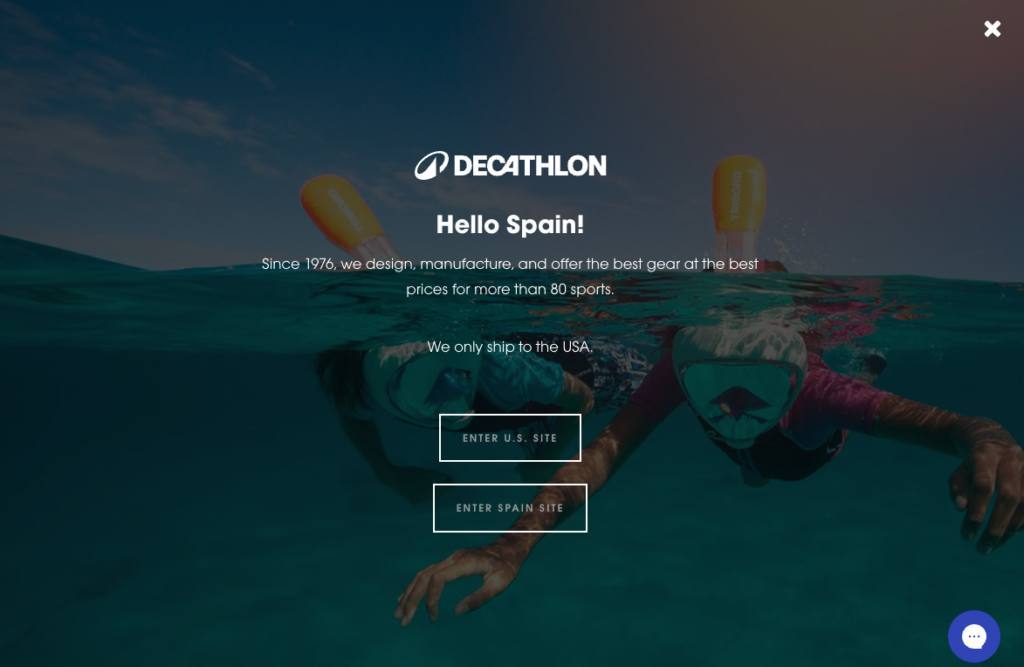 Ventana emergente de decathlon - página web Ventana emergente de decathlon - página web