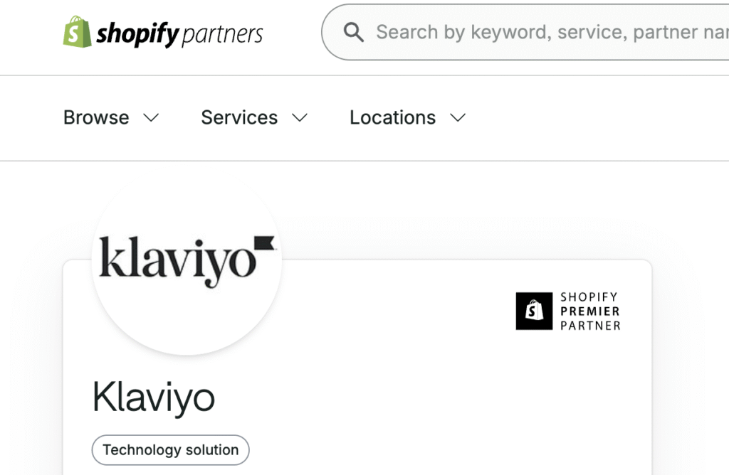 Partner Premium de Shopify: Klaviyo Partner Premium de Shopify: Klaviyo