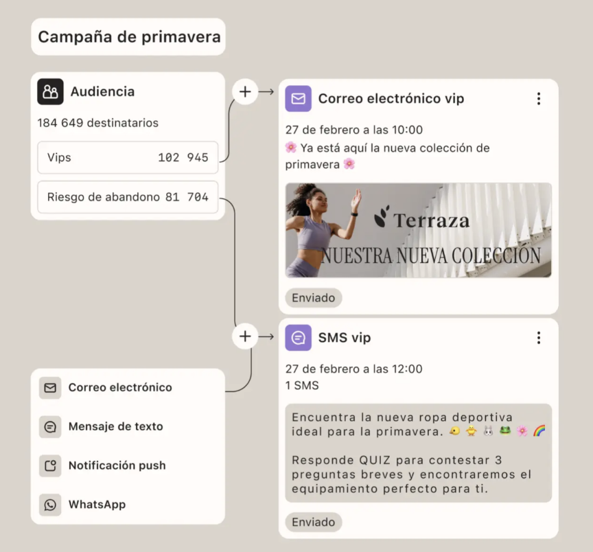 Ejemplo de campaña de email y sms en Klaviyo Ejemplo de campaña de email y sms en Klaviyo
