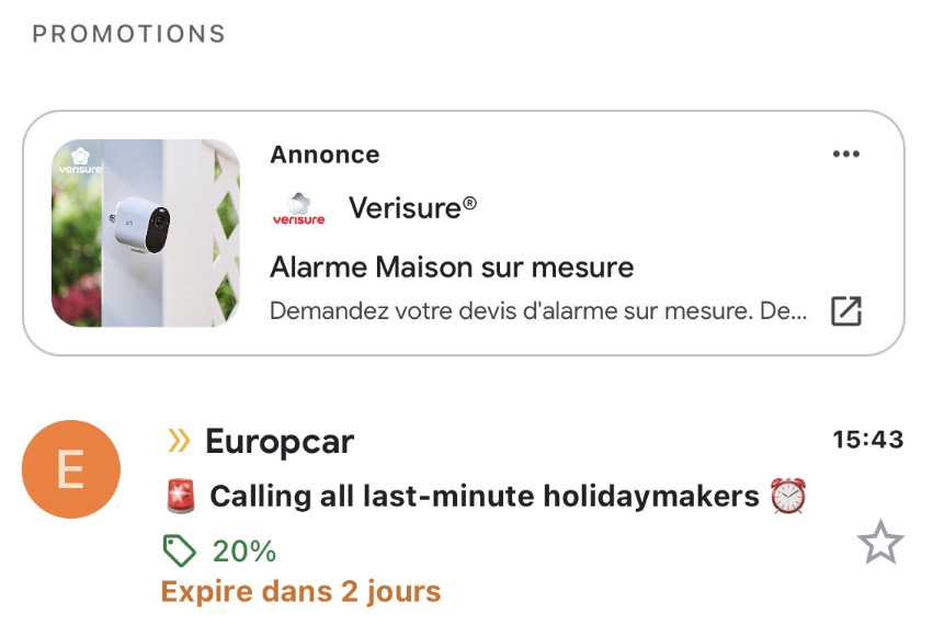 Ejemplo Europcar Anotaciones Gmail